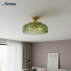 Ceiling Lamp 30.5 cm Ribbed Glass Metal Frame