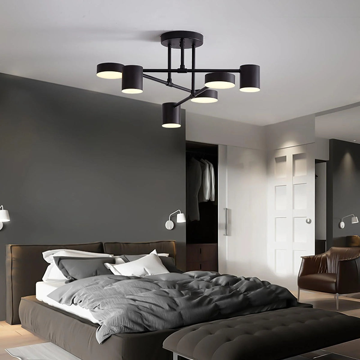 Ceiling Lamp 6-Arm Integrated LED Dimmable