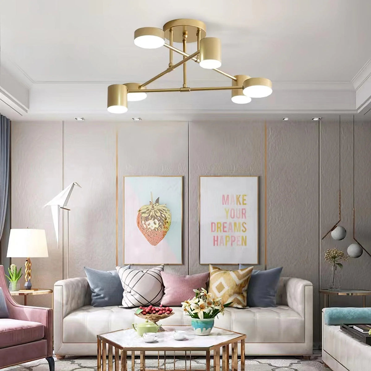 Ceiling Lamp 6-Arm Integrated LED Dimmable