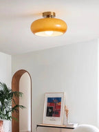 Ceiling Lamp Bauhaus Glass Disc Brass & Chrome