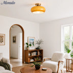 Ceiling Lamp Bauhaus Glass Disc Brass & Chrome