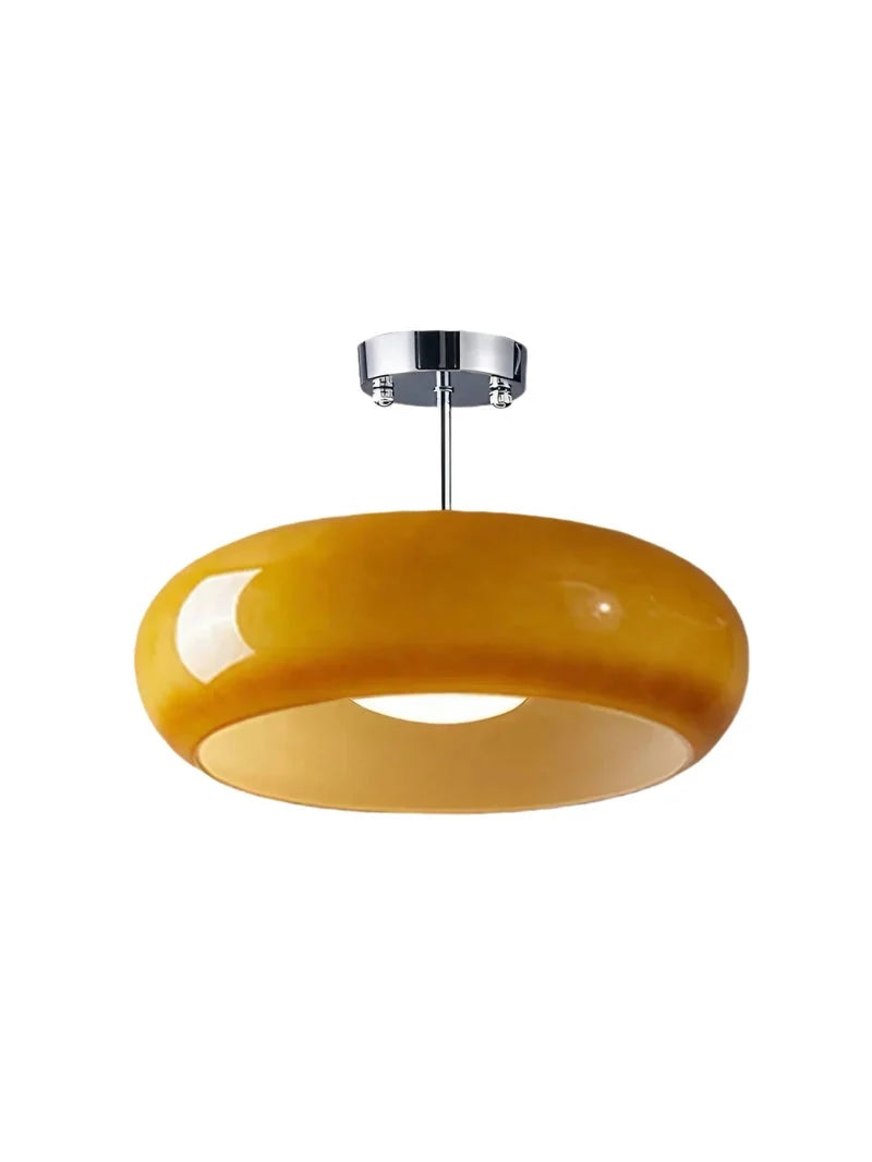 Ceiling Lamp Bauhaus Glass Disc Brass & Chrome