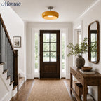 Ceiling Lamp Bauhaus Glass Disc Brass & Chrome