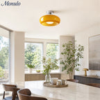 Ceiling Lamp Bauhaus Glass Disc Brass & Chrome