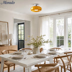 Ceiling Lamp Bauhaus Glass Disc Brass & Chrome