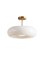 Ceiling Lamp Bauhaus Glass Disc Brass & Chrome