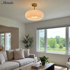 Ceiling Lamp Bauhaus Glass Disc Brass & Chrome