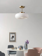 Ceiling Lamp Bauhaus Glass Disc Brass & Chrome