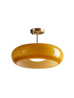 Ceiling Lamp Bauhaus Glass Disc Brass & Chrome