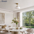 Ceiling Lamp Bauhaus Glass Disc Brass & Chrome