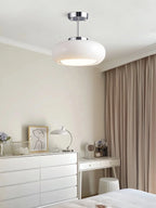 Ceiling Lamp Bauhaus Glass Disc Brass & Chrome