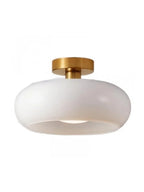 Ceiling Lamp Bauhaus Glass Disc Brass & Chrome