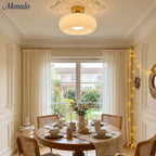 Ceiling Lamp Bauhaus Glass Disc Brass & Chrome