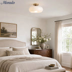 Ceiling Lamp Bauhaus Glass Disc Brass & Chrome
