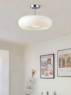 Ceiling Lamp Bauhaus Glass Disc Brass & Chrome