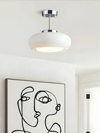 Ceiling Lamp Bauhaus Glass Disc Brass & Chrome