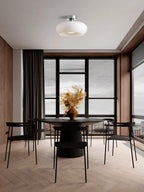 Ceiling Lamp Bauhaus Glass Disc Brass & Chrome