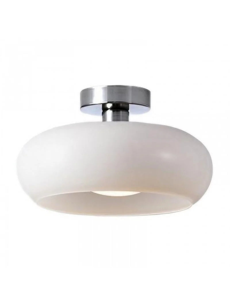 Ceiling Lamp Bauhaus Glass Disc Brass & Chrome