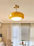 Ceiling Lamp Bauhaus Glass Disc Brass & Chrome