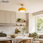 Ceiling Lamp Bauhaus Glass Disc Brass & Chrome