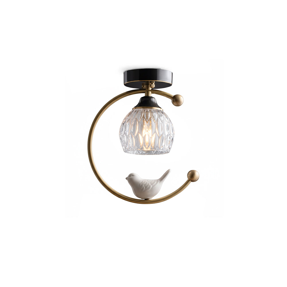 Ceiling Lamp Ceramic Bird Motif LED Compatible