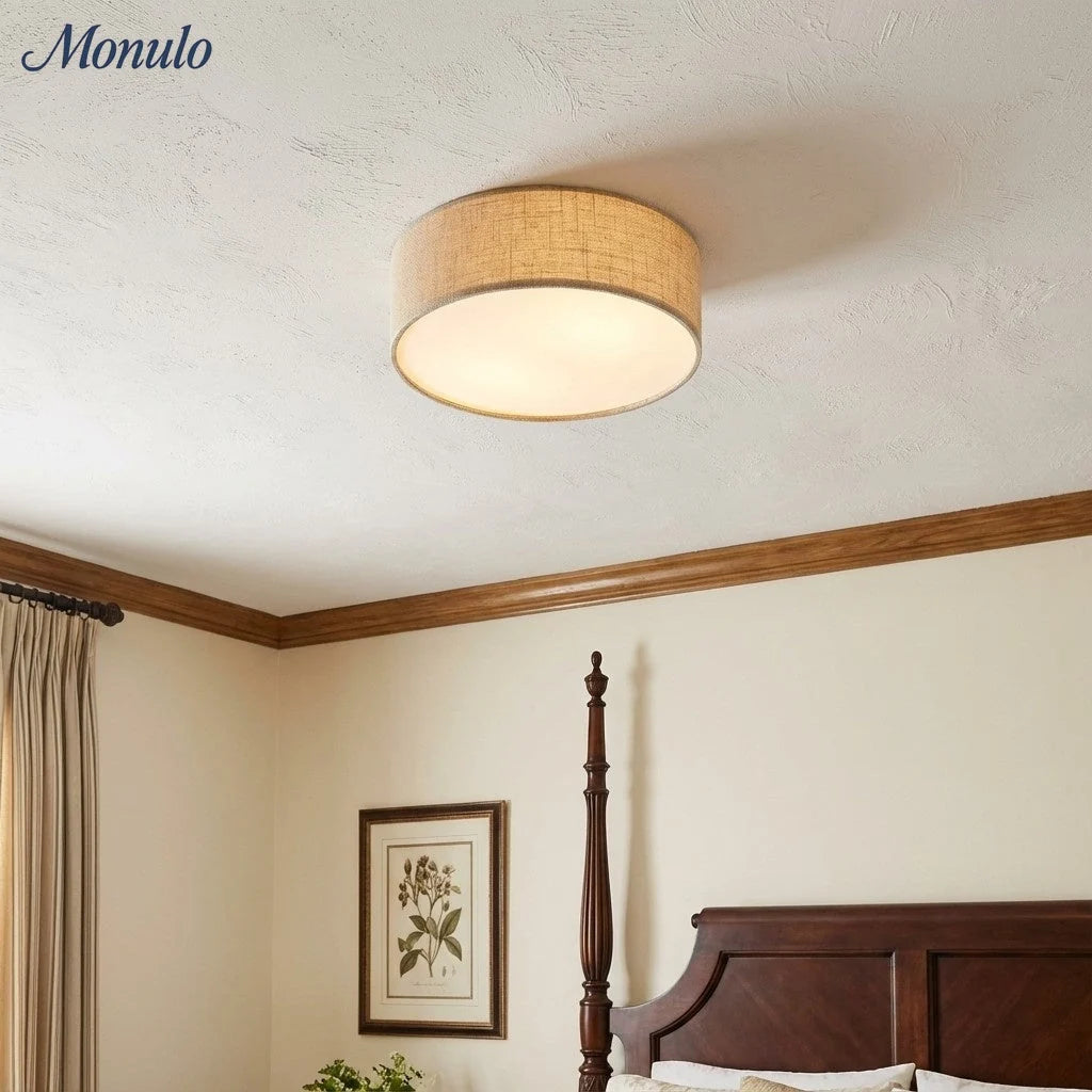 Ceiling Lamp Drum Linen Shade 18 Inch