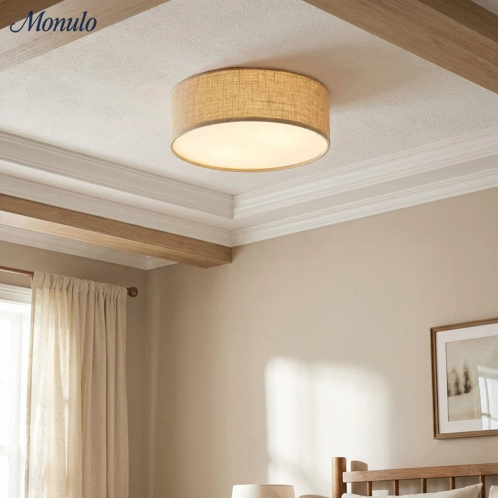 Ceiling Lamp Drum Linen Shade 18 Inch
