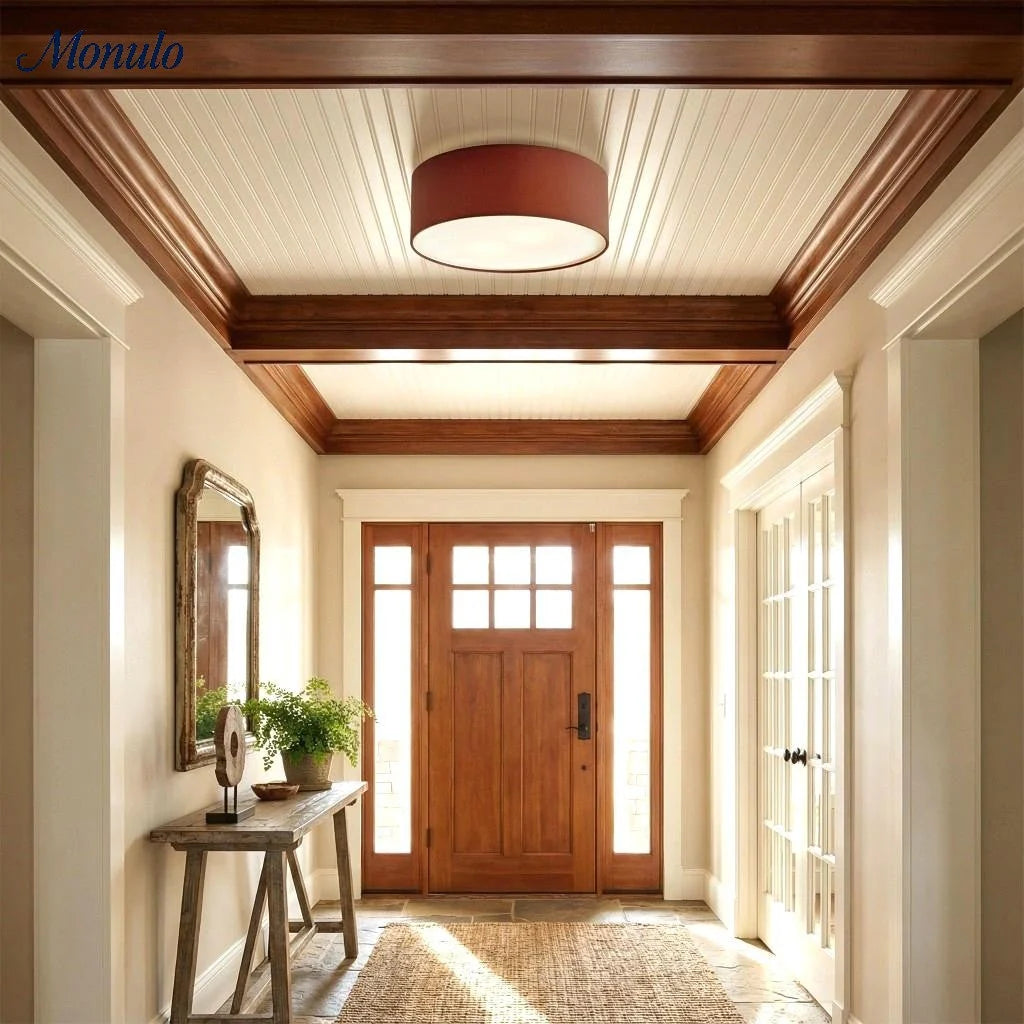 Ceiling Lamp Drum Linen Shade 18 Inch