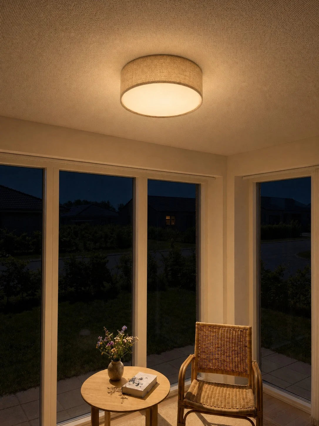 Ceiling Lamp Drum Linen Shade 18 Inch