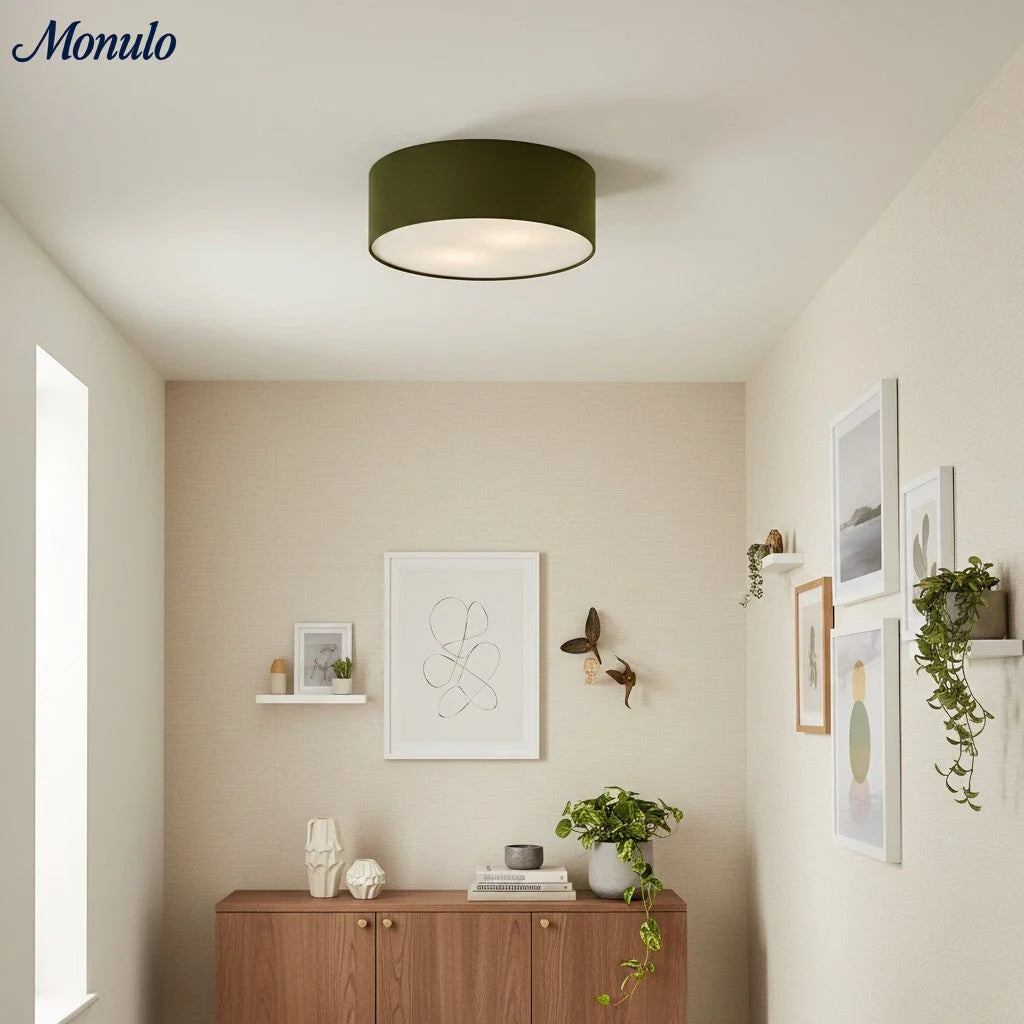 Ceiling Lamp Drum Linen Shade 18 Inch