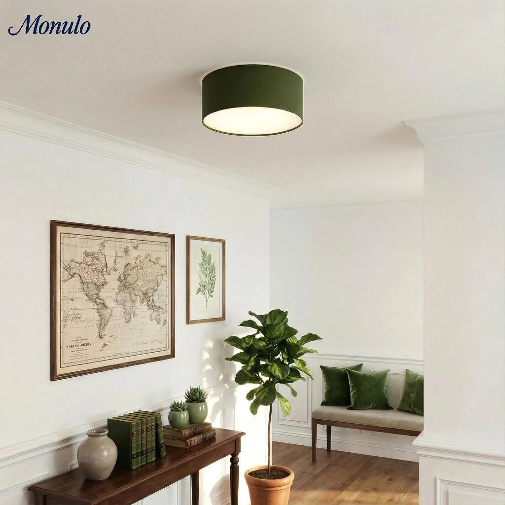 Ceiling Lamp Drum Linen Shade 18 Inch