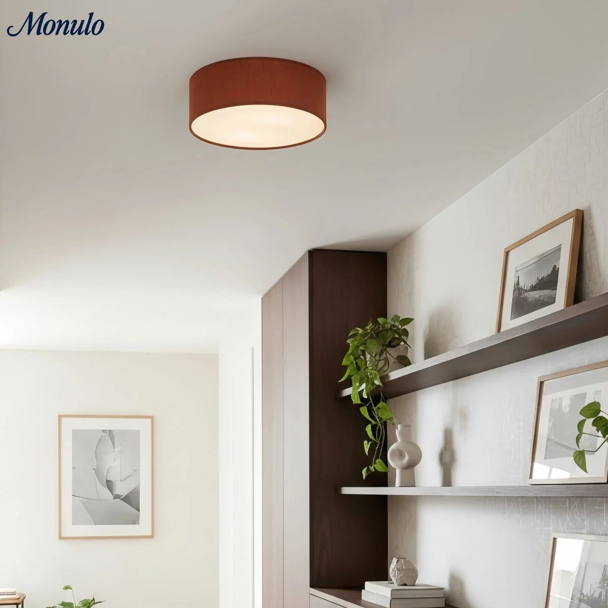 Ceiling Lamp Drum Linen Shade 18 Inch