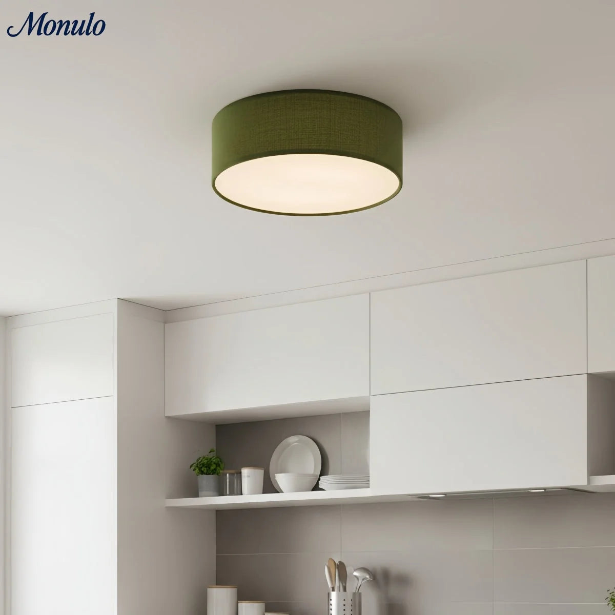 Ceiling Lamp Drum Linen Shade 18 Inch