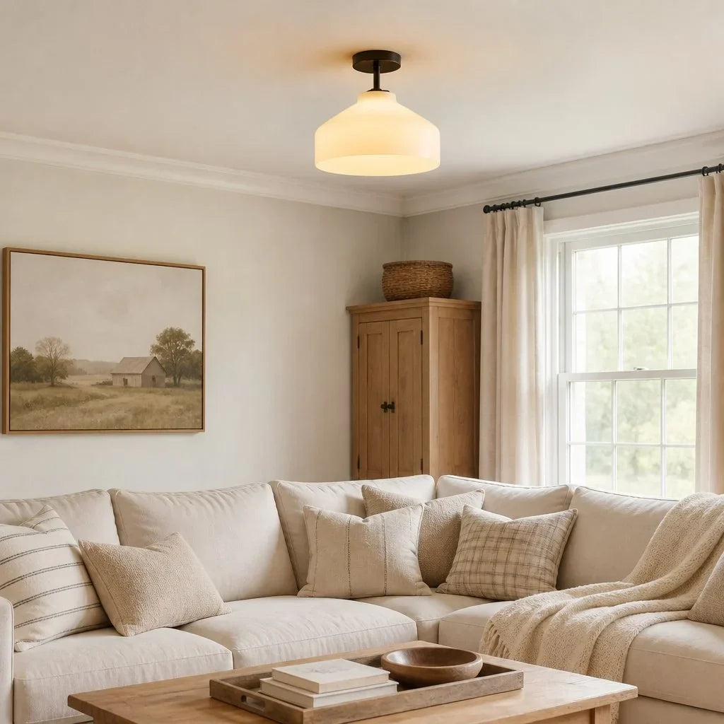 Ceiling Lamp Flush Mount Matte Metal Soft Diffused Light