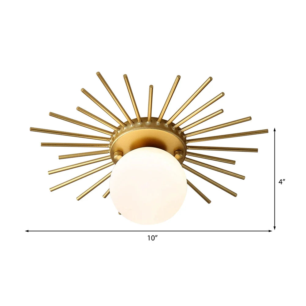 Ceiling Lamp Frosted Glass & Gold Finish