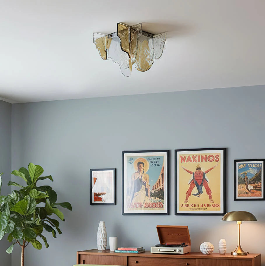 Ceiling Lamp Hand-Blown Gradient Glass Dimmable Warm Glow