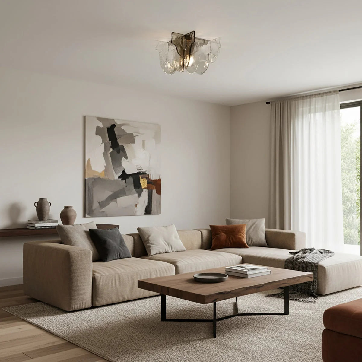 Ceiling Lamp Hand-Blown Gradient Glass Dimmable Warm Glow