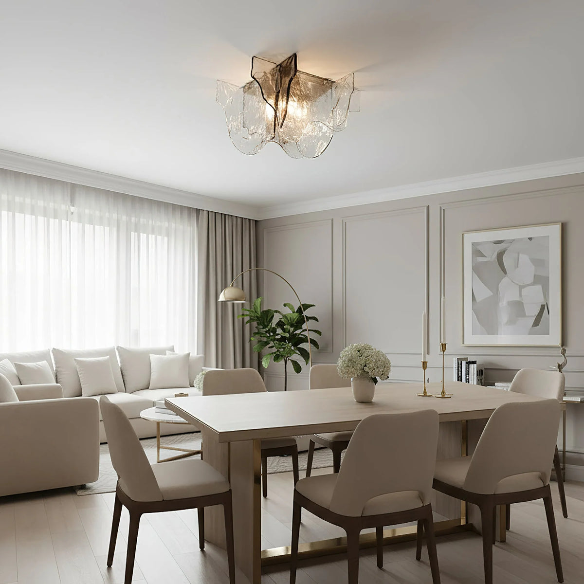 Ceiling Lamp Hand-Blown Gradient Glass Dimmable Warm Glow