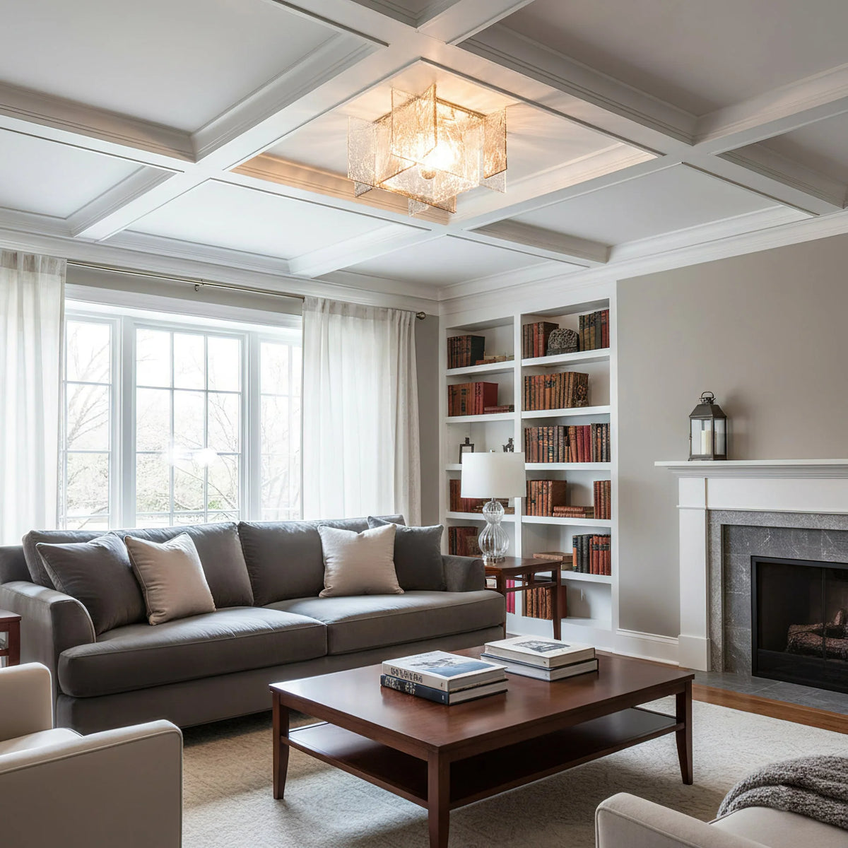 Ceiling Lamp Hand-Blown Ice-Effect Glass Dimmable