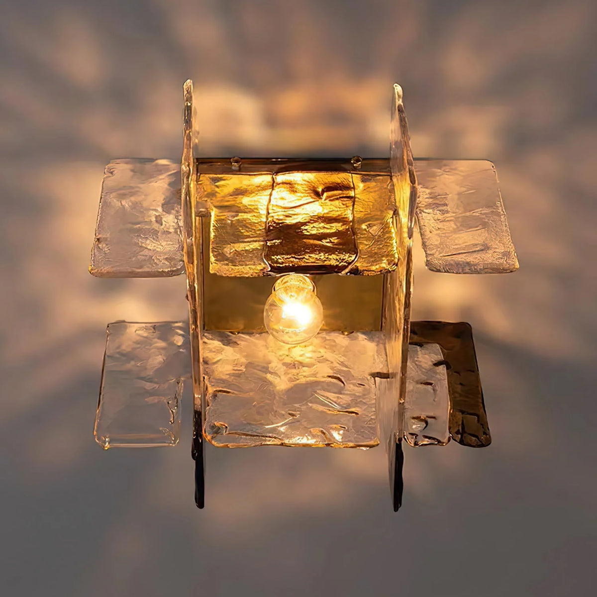 Ceiling Lamp Hand-Blown Ice-Effect Glass Dimmable