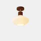 Ceiling Lamp Japandi Semi-Flush Solid Wood & Glass