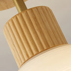 Ceiling Lamp Japandi Semi-Flush Solid Wood & Glass