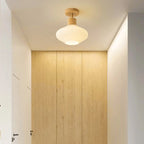 Ceiling Lamp Japandi Semi-Flush Solid Wood & Glass
