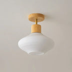 Ceiling Lamp Japandi Semi-Flush Solid Wood & Glass
