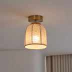 Ceiling Lamp Linen Shade Golden Iron Frame