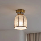 Ceiling Lamp Linen Shade Golden Iron Frame