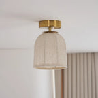 Ceiling Lamp Linen Shade Golden Iron Frame