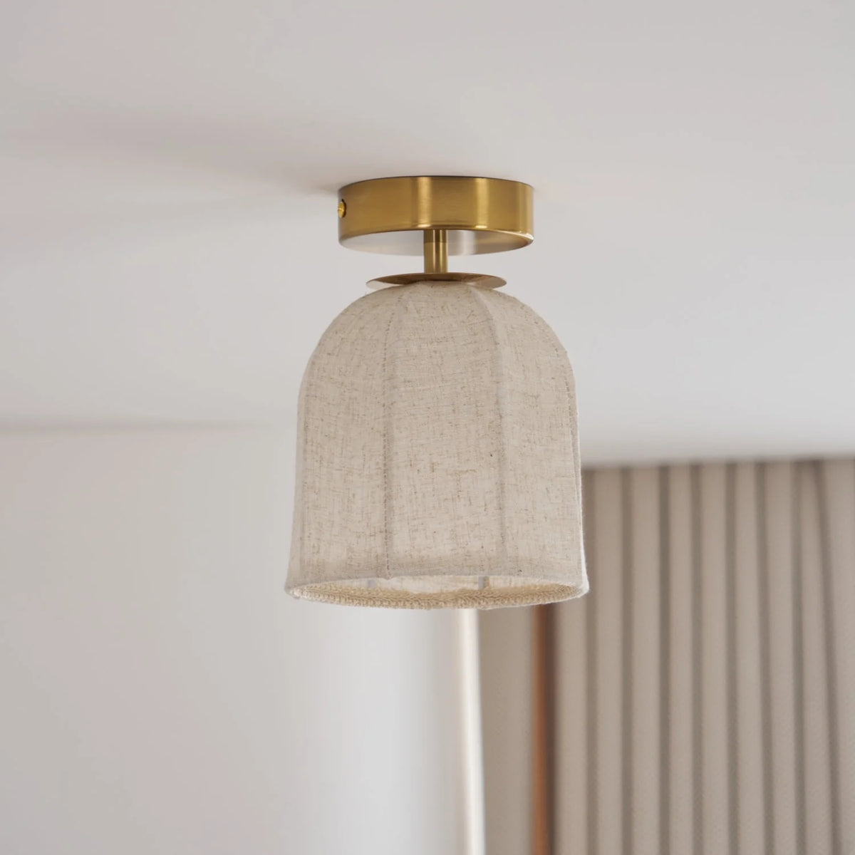 Ceiling Lamp Linen Shade Golden Iron Frame