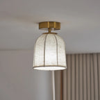 Ceiling Lamp Linen Shade Golden Iron Frame