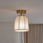 Ceiling Lamp Linen Shade Golden Iron Frame